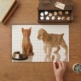 Mama Kabının Başındaki Kedi ve Köpek Tasarımı 240 Parça Ahşap Puzzle Ahşap Kutuda MP02503
