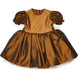 Mama Latte Bonnet Boncuk Işlemeli Ipek Şantuk Kahverengi Kız Bebek Elbise - 3 - 4 Yaş