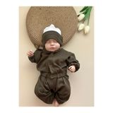 Mama Miel Baby Haki Penye Ceket Pantolon Bere Takım - %100 Pamuk