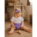 Mama Miel Baby Pötikare Soft Serisi El Işlemesi Havuç Tavşan Fistolu Yazlık Bebek Romper Bandana Set %100 Pamuk - Mor - 9 - 12 Ay