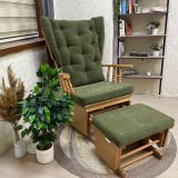 Mama Puflu Sallanan Sandalye, Yeşil, Naturel Ahşap