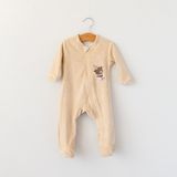 Mama Yoyo Kadife Uyku Tulumu - Ayıcık Nakışlı - 3 - 6 Ay - Açık Kahverengi