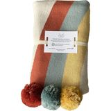 Mama Yoyo Organik İnce Bebek Triko Battaniye Pompom Desenli Antrasit Renk 80 x 100 cm
