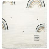 Mama Yoyo Rainbow Blue - Bebek Battaniyesi // 4 Kat Müslin (Mavi Gökkuşağı) Krem Renkte 90 x 120