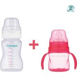 Mamajoo 160 ml Kulplu Eğitici Bardak ve Silver Pembe 250 ml Biberon