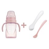 Mamajoo 270 Ml Pink Powder Kulplu Eğitici Bardak & İkili Beslenme Kaşığı