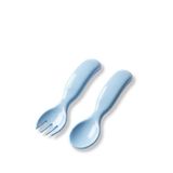 Mamajoo 6+ Ay Eğitici Ergonomik Bebek 2'li Mama Kaşık Çatal Seti - Mavi