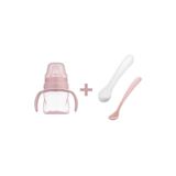 Mamajoo Antikolik Akıtmaz Alıştırma Bardağı 160 ml & İkili Ergonmik Beslenme Kaşığı - Powder Pink