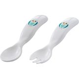 Mamajoo Ergonomik Beslenme Kaşık Çatal Seti Beyaz & Baykuş, 6 Ay+ İkili