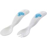 Mamajoo Ergonomik Beslenme Kaşık Çatal Seti Mavi & Fil, 6 Ay+ İkili - Mavi Fil
