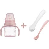 Mamajoo Kulplu Eğitici Bardak 160 ml & Ikili Beslenme Kaşığı / Powder Pink - Renkli