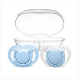 Mamajoo Ortodontik Emzik Seti 0 Ay+ Powder Blue | İkili, Silikon, Damaklı | Sterilizasyon & Saklama Kabı Hediyeli - 0+ Ay - Mavi