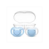 Mamajoo Ortodontik Emzik Seti 0 Ay+ Powder Blue | İkili, Silikon, Damaklı | Sterilizasyon & Saklama Kabı