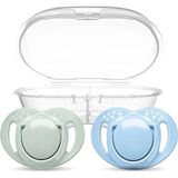 Mamajoo Ortodontik Silikon Emzik 2'li Powder Green&Blue 0+ Ay (Sterilizasyon/Saklama Kutulu)