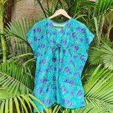 Mamaped Turkındıa Turkuaz / Mavi Kaftan Elbise Pareo (6-8 Yaş)- Kız Çocuk - 6 - 9 Yaş - Turkuaz - Mavi