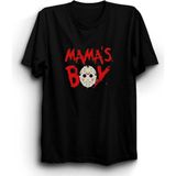 Mama's Boy, Annesinin Oğlu, Jason, Friday The 13TH, Baskılı, %100 Pamuk Unisex Tişört - Siyah - XL