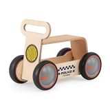Mamatoyz DriveMe Wood 3'ü 1 Arada Ahşap İlk Adım Arabası Yürüme Arkadaşı, Bingit, Oyuncak Kutusu - Polis Arabası, doğal ahşap, 4 tekerlekli