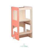Mamatoyz Flip 3'ü 1 Arada Ahşap Öğrenme Kulesi, Yazı Tahtası ve Aktivite Masası Terracotta, doğal ahşap malzeme