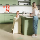 Mamatoyz Kule Bend Öğrenme Kulesi Natural - Aktivite Masasina Dönüşebilen Ahşap Mutfak Banyo Yükselticisi - Naturel Ahşap