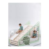 MAMATOYZ Sleepy Montessori Karyola Yatak Mint | Salıncak | Masa | Yazı Tahtası | Kaydırak | Tırmanma Tahtası