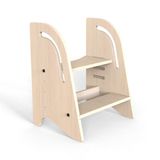 Mamatoyz StepIn High 2'si 1 Arada Ahşap Basamak ve Tabure Naturel, montessori basamak, doğal ahşap, hafif, 80 kg taşıma kapasitesi, banyo taburesi