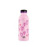 Mamawata Hearts Çelik Pipetli Çocuk Termos Suluk 470 Ml - Pembe
