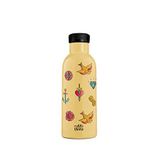 Mamawata Tattoo Çelik Pipetli Çocuk Termos Suluk 470 Ml - Bej