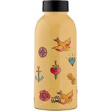 Mamawata Tattoo Paslanmaz Çelik Termos Matara 470 ml Sızdırmaz Yalıtımlı Suluk - Krem