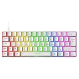 MambaSnake Blue Switch Mekanik Oyuncu Klavyesi 62 Tuş Rgb LED Işıklı USB Type-C Kablolu Beyaz Gaming Klavye - Beyaz - Mavi