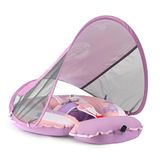 Mambobaby Balon Desen Pembe - Emniyetli Gölgelikli Ve Ayak Destekli Bebek Yüzme Simidi