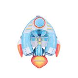 Mambobaby Rocketship Emniyetli Gölgelikli Ve Ayak Destekli Bebek Yüzme Simidi - Mavi