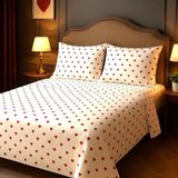Mamcrazy Amour Kırmızı Kalpli %100 Pamuk Çift Kişilik Nevresim Seti – Çarşafsız (Nevresim + 2 Yastık Kılıfı) - 200 x 220 cm