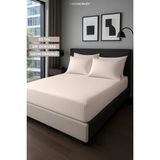 Mamcrazy Satin Stripe%100 Pamuk Saten Tek Kişilik Çizgili Lastikli Çarşaf Seti Yastıklı 120x200+30 (Bej)