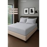 Mamcrazy Satin Stripe%100 Pamuk Saten Tek Kişilik Çizgili Lastikli Çarşaf Seti Yastıklı 120x200+30 (Gri)
