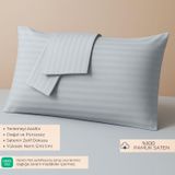 Mamcrazy%100 Pamuk Saten Yastık Kılıfı 2'li – Antrasit, Çizgili (50X70 CM) (Gri)