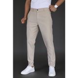 Mamlay Erkek Bej Renk Slim Fit Düğme Kapamalı Kaliteli Kumaş Pantolon