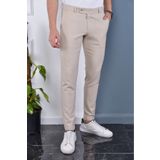 Mamlay Erkek Krem Renk Italyan Kesim Kaliteli Esnek Likralı Bilek Boy Slimfit Kumaş Pantolon