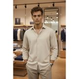 Mamlay Krem Yarım Oversize Erkek Gömlek