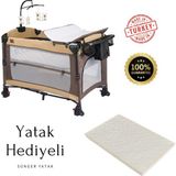 Mamma Maximum Anne Yanı Organizerli Dönenceli Cibinlikli Park Yatak Beşik 70 x 110 Cm. ( Sünger Yatak Hediyeli ) - Kahverengi