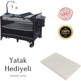 Mamma Ultimate Anne Yanı Organizerli Dönenceli Oyun Parkı Park Yatak Beşik 70 x 110 Cm. ( Sünger Yatak Hediyeli ) - Gri