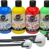Mammacomica Dough 4'lü Mammacomica Yıkanabilir Parmak Boyası-4* 250ml- 3'lü Sünger Roller