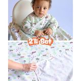 Mammam Always By Your Side Bebek Dinozorlar Set (Uzun Kollu Mama Sandalyesi Önlüğü ve Yer/masa Örtüsü) Su Geçirmez, Leke Tutmaz - Yeşil - Beyaz - 6 - 36 Ay