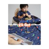 mammam always by your side Minik Astronotlar Set (KISA KOLLU MAMA SANDALYESİ ÖNLÜĞÜ VE YER/MASA ÖRTÜSÜ) Su Geçirmez,Leke Tutmaz