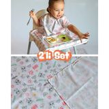Mammam Always By Your Side Neşeli Leoparlar Set (Kısa Kollu Mama Sandalyesi Önlüğü ve Yer/masa Örtüsü) Su Geçirmez, Leke Tutmaz - Pembe - 6 - 36 Ay
