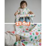 Mammam Always By Your Side Renkli Sebzeler Set (Kısa Kollu Mama Sandalyesi Önlüğü ve Yer/masa Örtüsü) Su Geçirmez, Leke Tutmaz - Beyaz - 6 - 36 Ay