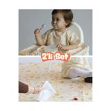 mammam always by your side Sevimli Arılar Set (KISA KOLLU MAMA SANDALYESİ ÖNLÜĞÜ VE YER/MASA ÖRTÜSÜ) Su Geçirmez, Leke Tutmaz
