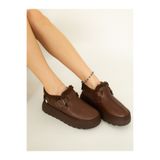 Mammamia 8014 EREN SHOES&BAG Hakiki Deri Toka Detaylı Hafif Rahat Günlük Ayakkabı Kahverengi