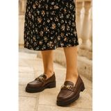 Mammamia D25KA-3195 Kahve Kadın Deri Loafer Ayakkabı