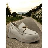 Mammamia D25YA-3615 Krem Kadın Loafer Deri Tam Ortopedik Casual Günlük Ayakkabı - Mavi
