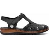Mammamia D25YS-2550 Kadın Deri Önü Kapalı Comfort Sandalet Taba - Siyah